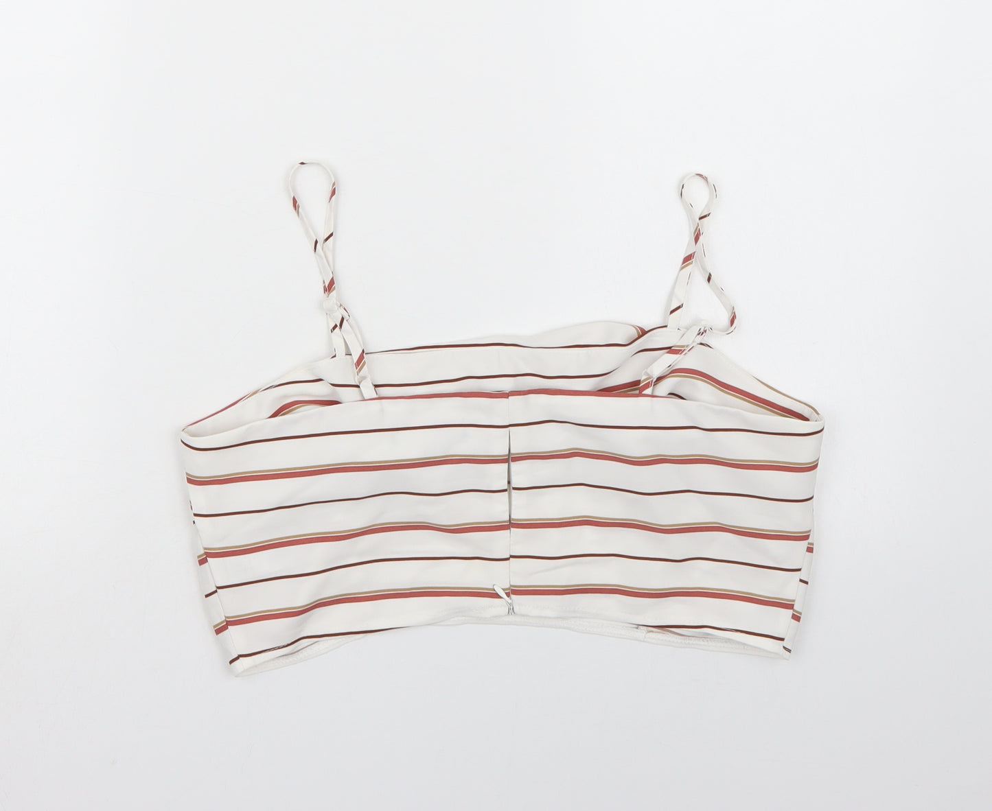 New Look Womens White Striped  Cropped Tank Size 14