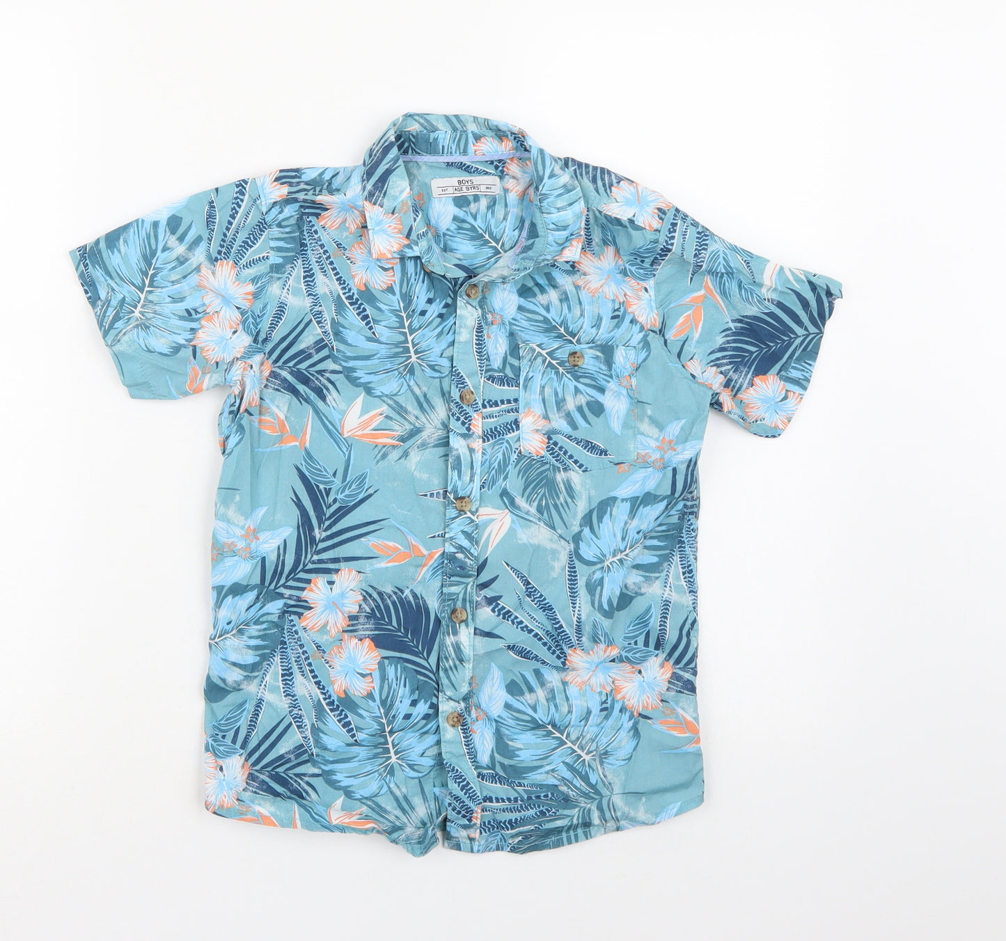 Matalan Boys Blue Floral  Basic Button-Up Size 9 Years
