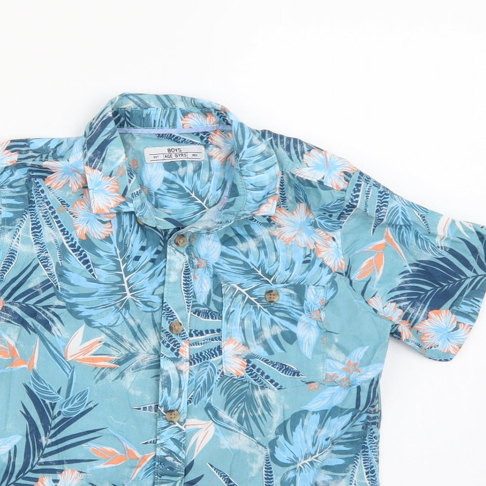 Matalan Boys Blue Floral  Basic Button-Up Size 9 Years