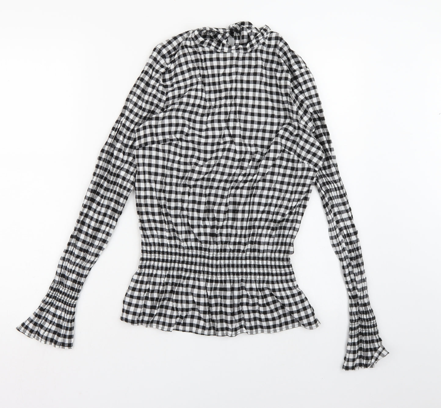 H&M Womens Black Check  Basic Blouse Size 12