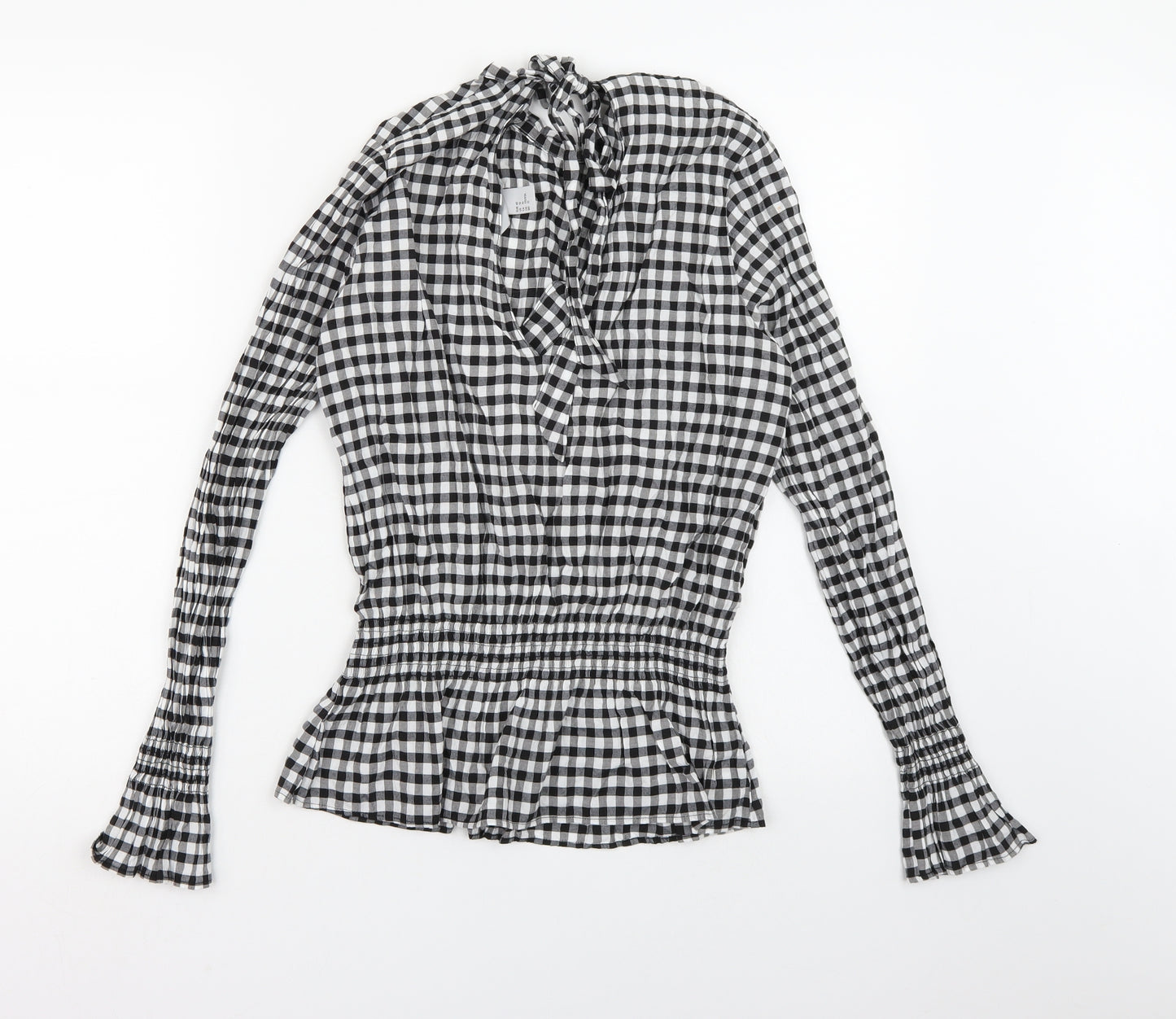 H&M Womens Black Check  Basic Blouse Size 12