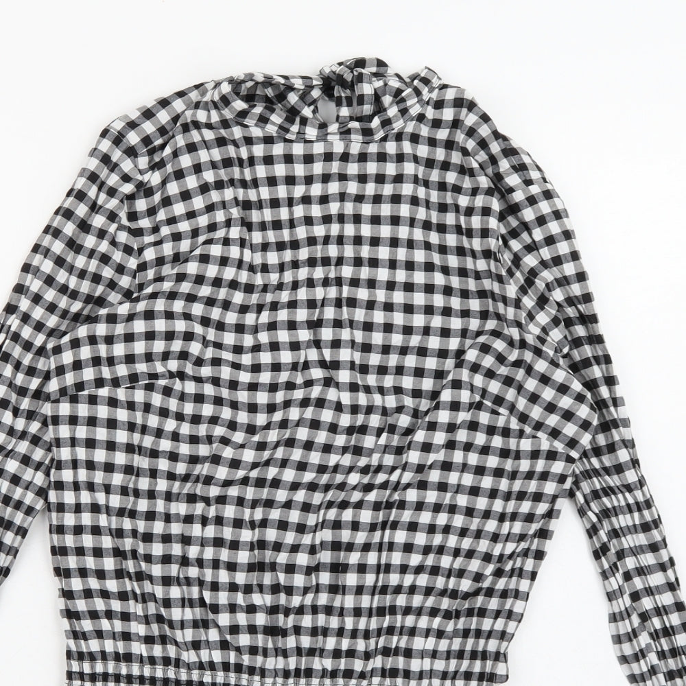 H&M Womens Black Check  Basic Blouse Size 12
