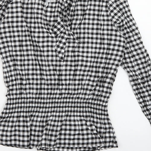 H&M Womens Black Check  Basic Blouse Size 12