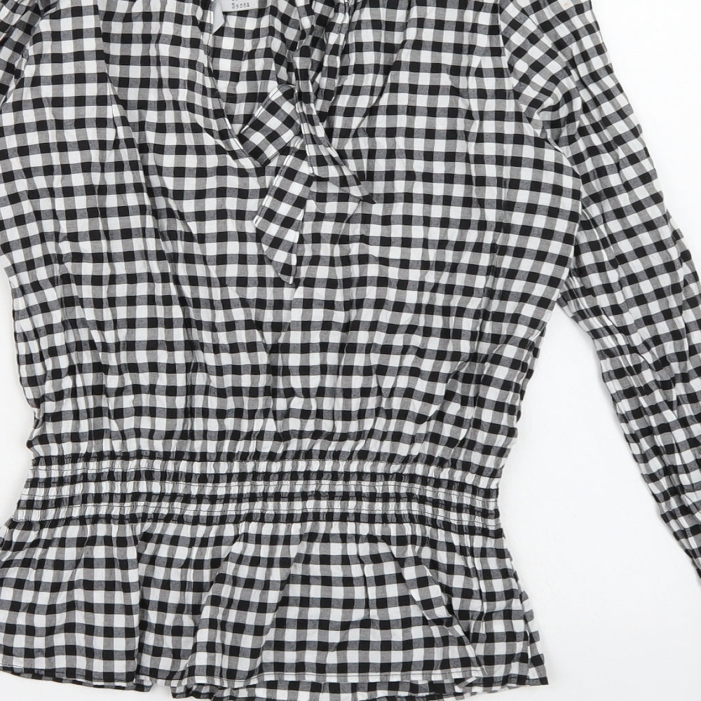 H&M Womens Black Check  Basic Blouse Size 12