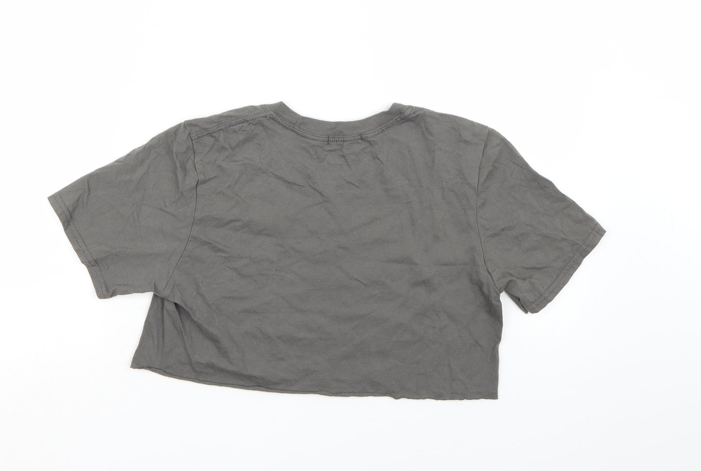 PRETTYLITTLETHING Womens Grey   Cropped T-Shirt Size S