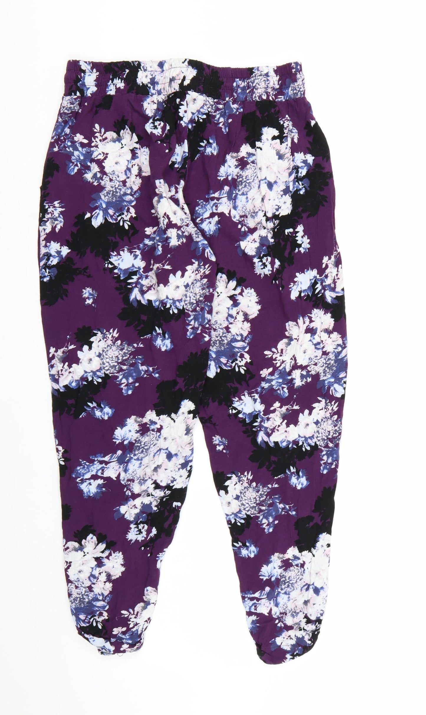 Dorothy Perkins Womens Purple Floral  Harem Trousers Size 12 L24 in