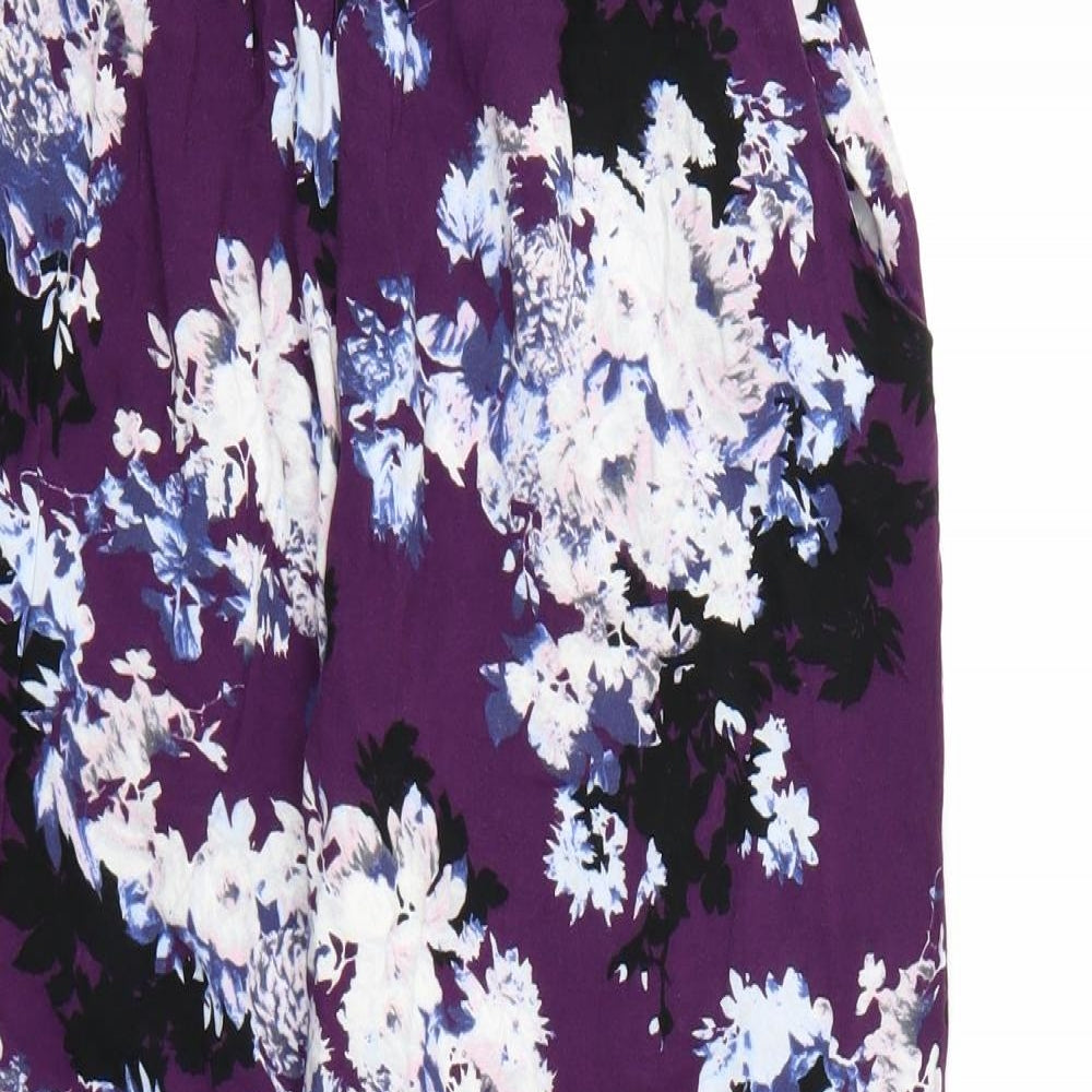 Dorothy Perkins Womens Purple Floral  Harem Trousers Size 12 L24 in