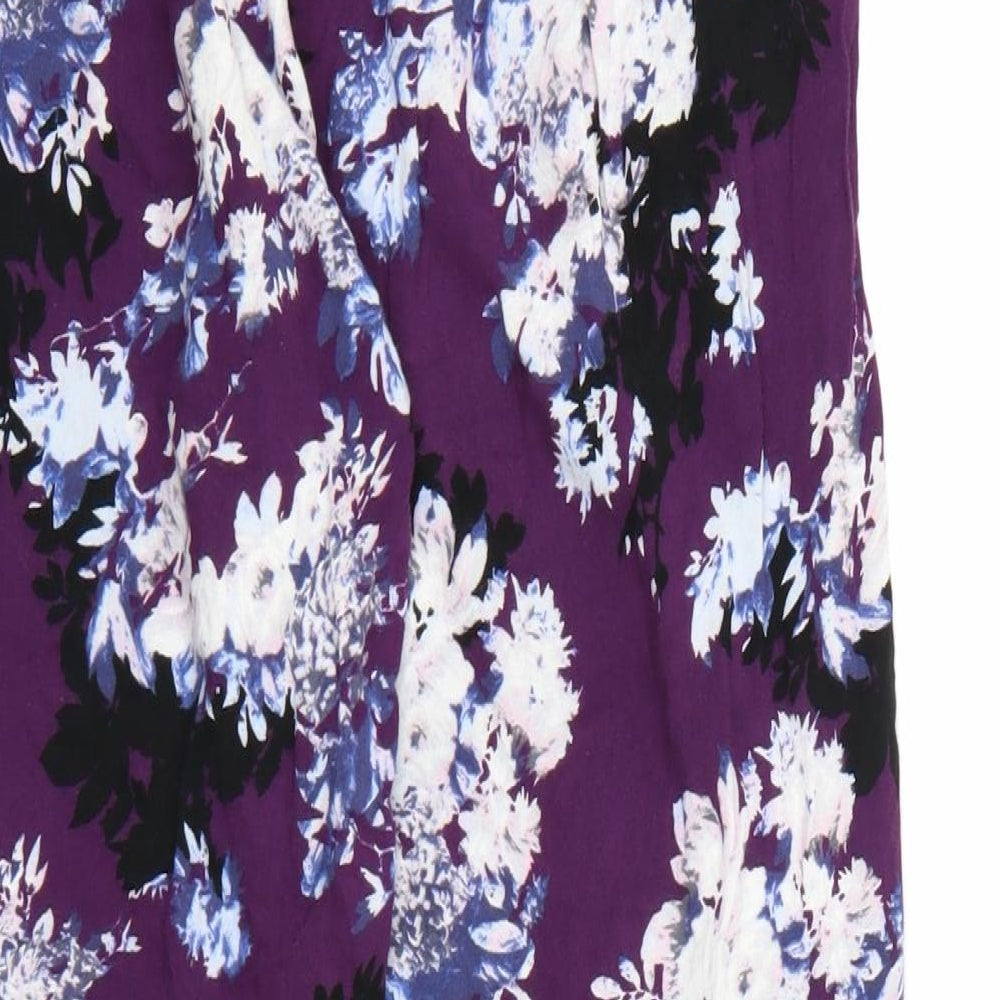 Dorothy Perkins Womens Purple Floral  Harem Trousers Size 12 L24 in