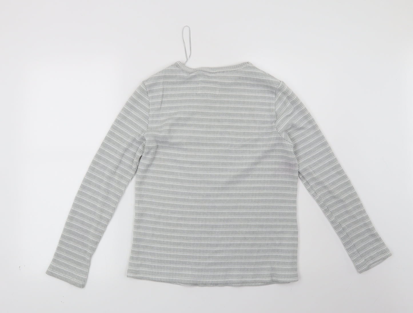 Preworn Womens Grey Striped  Top Pyjama Top Size 12  - Let's Lounge
