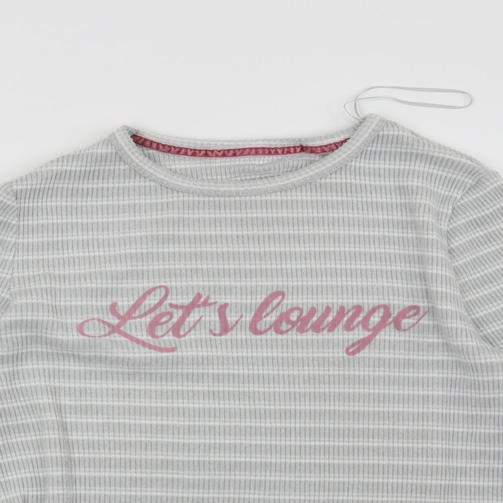 Preworn Womens Grey Striped  Top Pyjama Top Size 12  - Let's Lounge