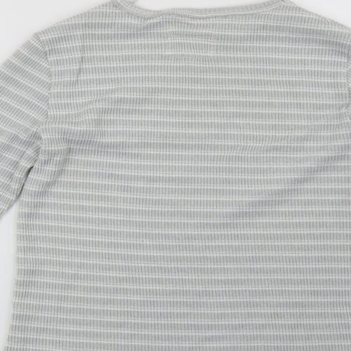 Preworn Womens Grey Striped  Top Pyjama Top Size 12  - Let's Lounge