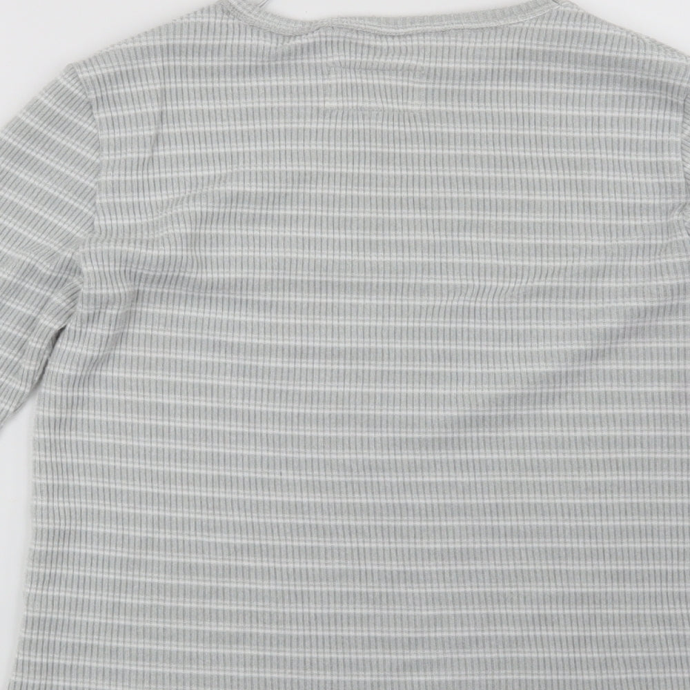 Preworn Womens Grey Striped  Top Pyjama Top Size 12  - Let's Lounge