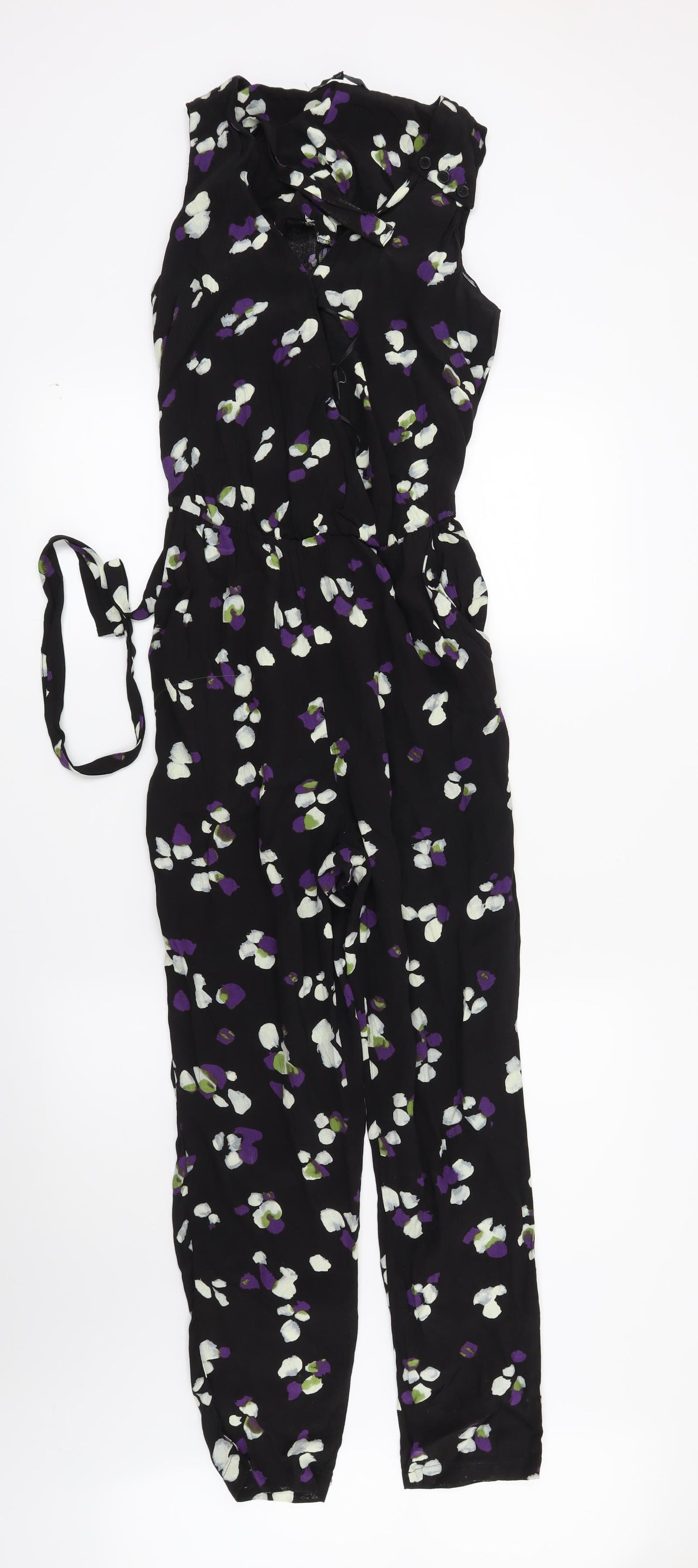 NEXT Womens Black Floral  Jumpsuit One-Piece Size 8