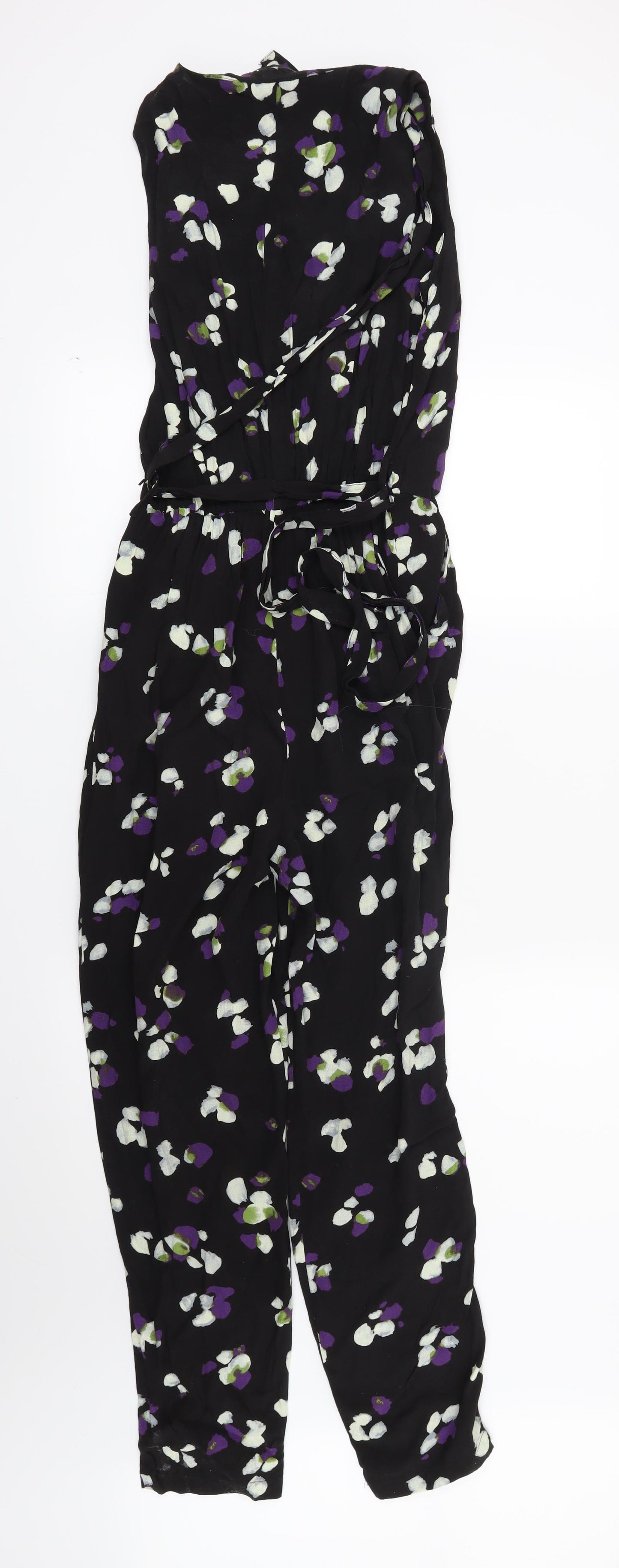 NEXT Womens Black Floral  Jumpsuit One-Piece Size 8