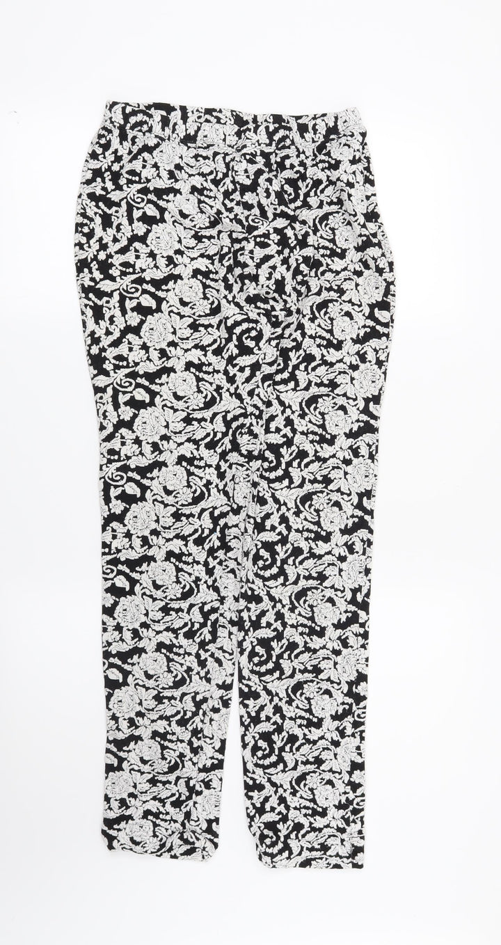 Preworn Womens Black Paisley  Capri Leggings Size 32 in L27 in