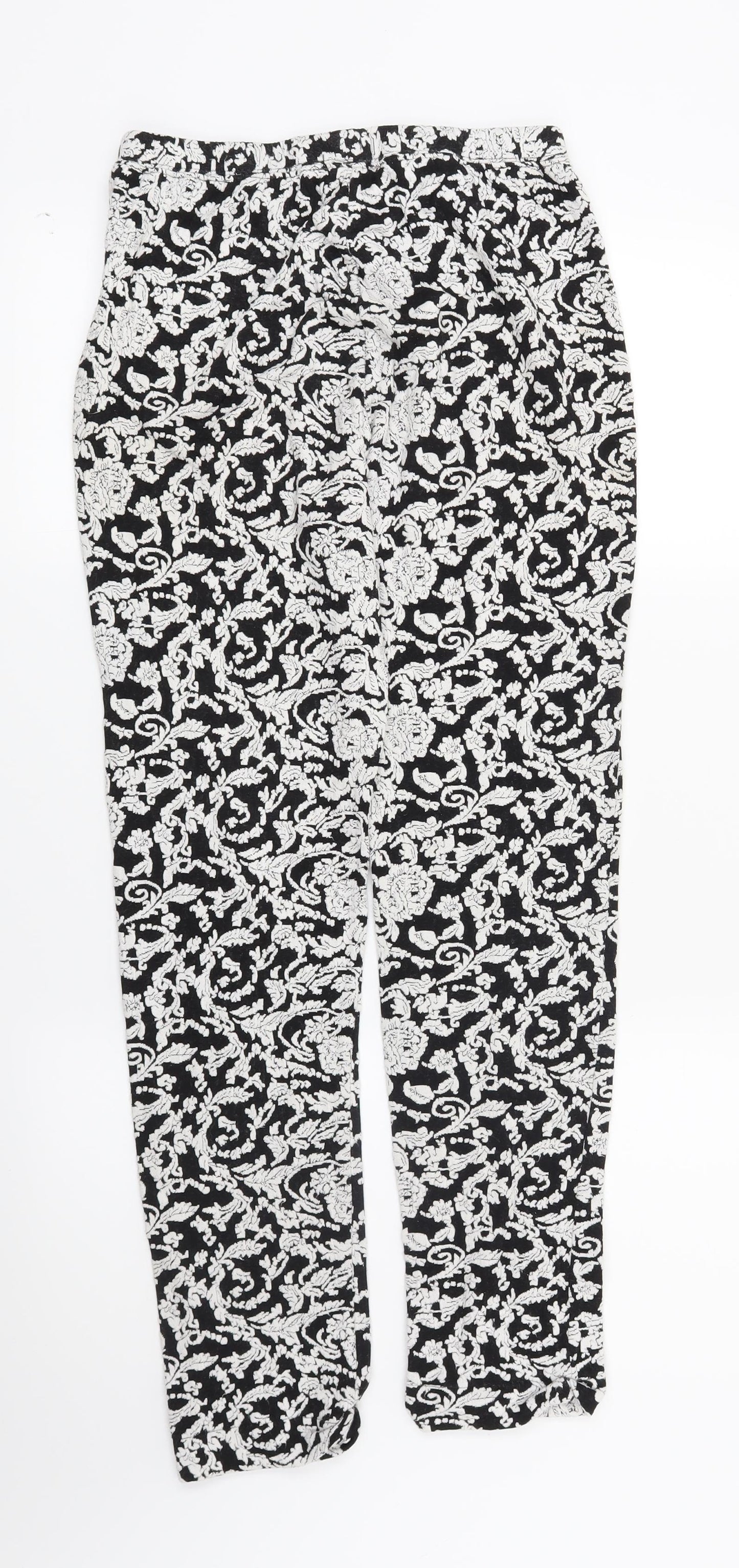 Preworn Womens Black Paisley  Capri Leggings Size 32 in L27 in