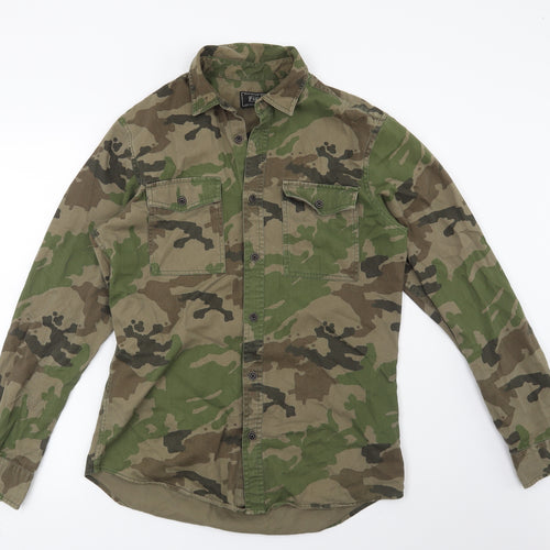F&F Mens Green Camouflage   Button-Up Size S