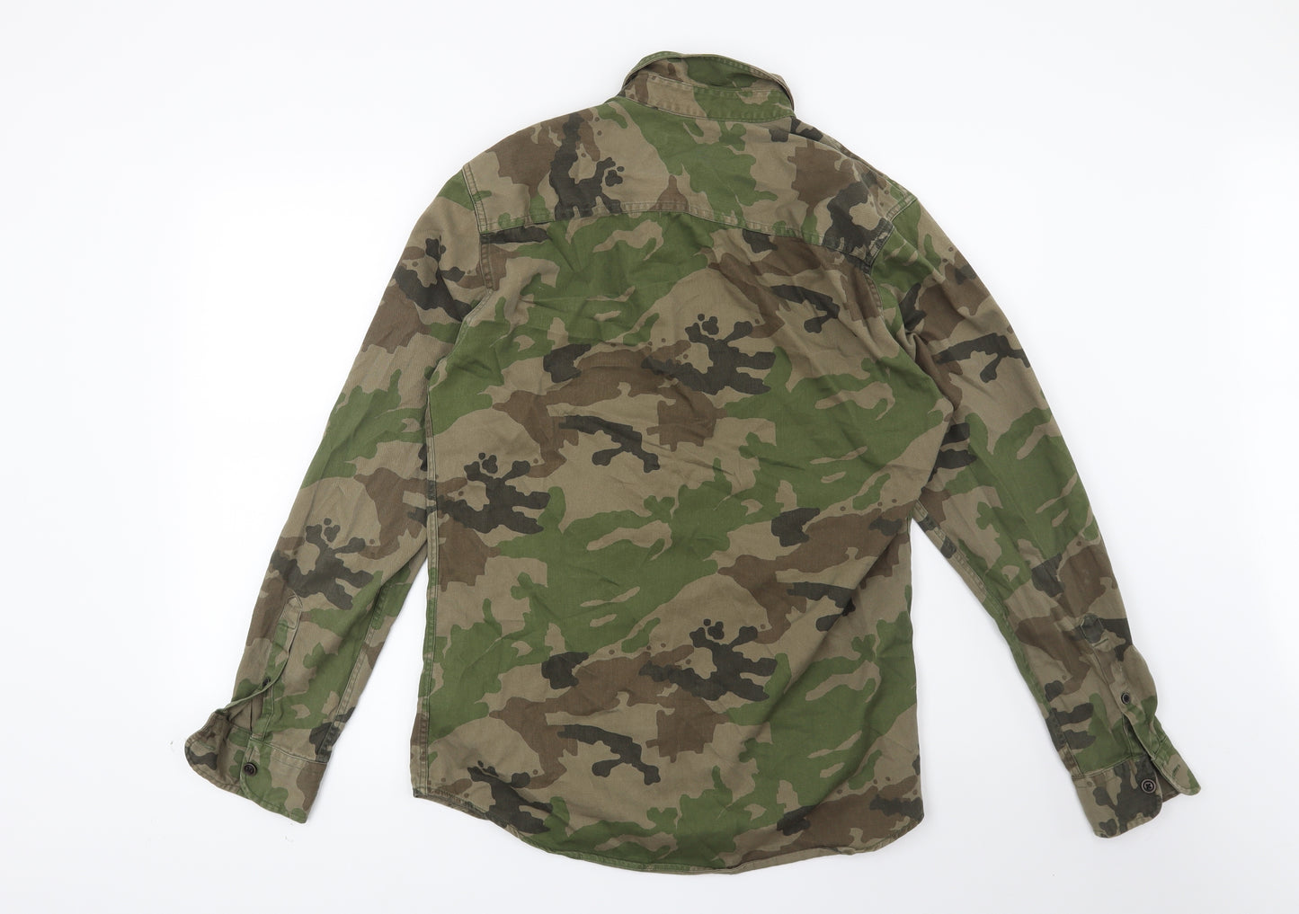 F&F Mens Green Camouflage   Button-Up Size S