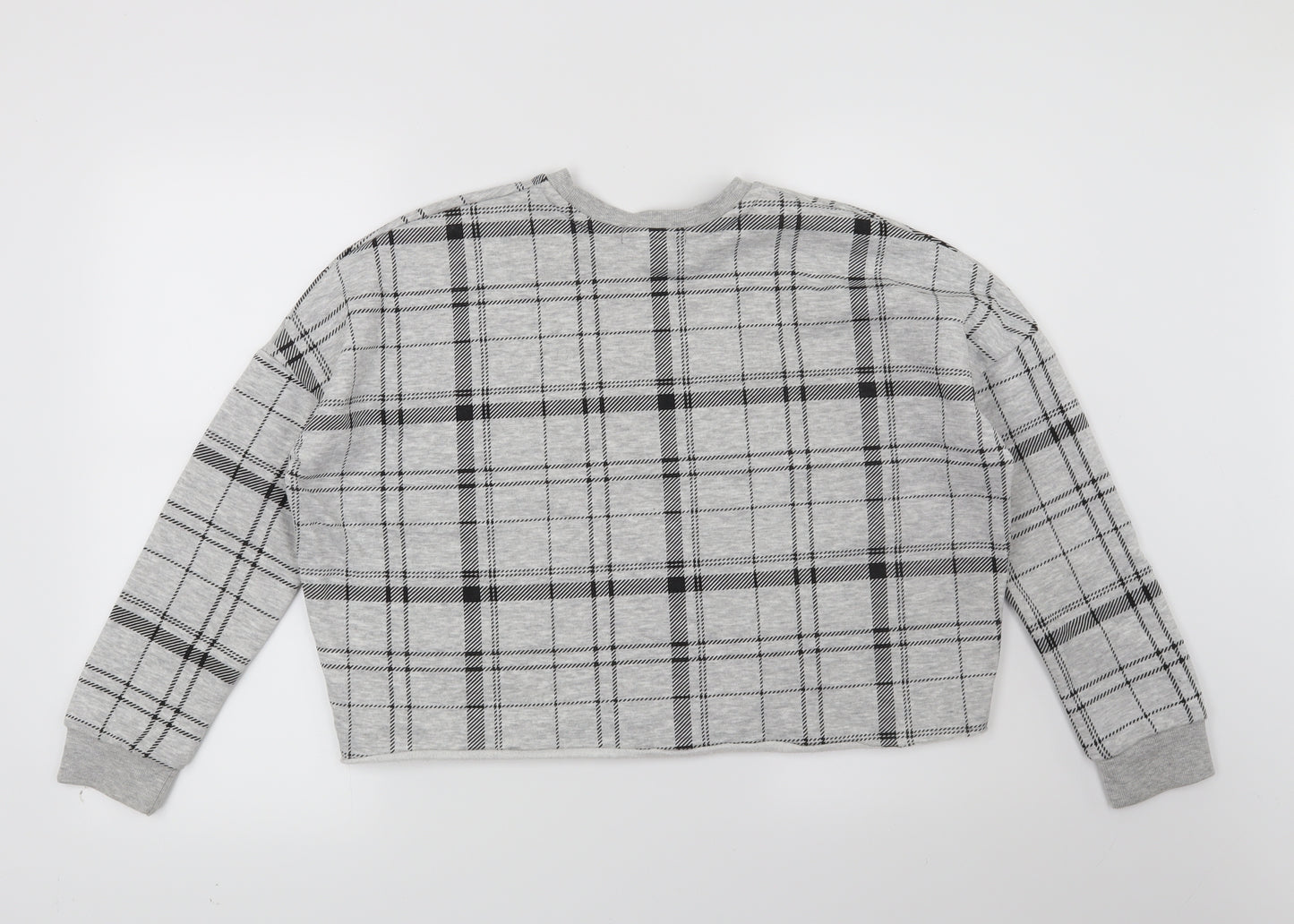 Primark Womens Grey Check  Pullover Sweatshirt Size 4