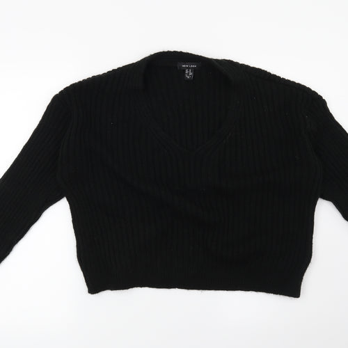 New Look Womens Black Striped  Pullover Jumper Size M