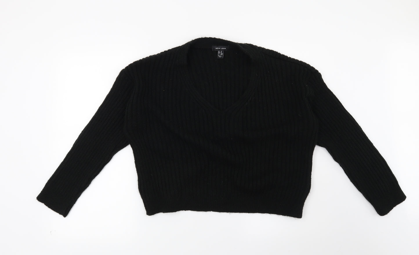 New Look Womens Black Striped  Pullover Jumper Size M
