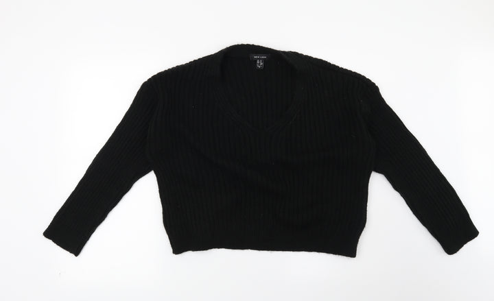 New Look Womens Black Striped  Pullover Jumper Size M