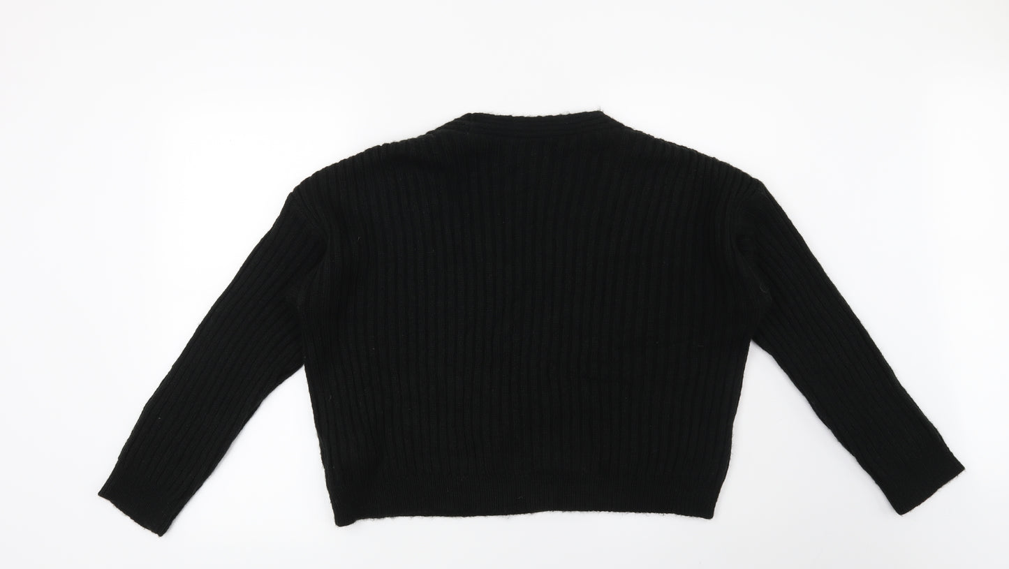 New Look Womens Black Striped  Pullover Jumper Size M