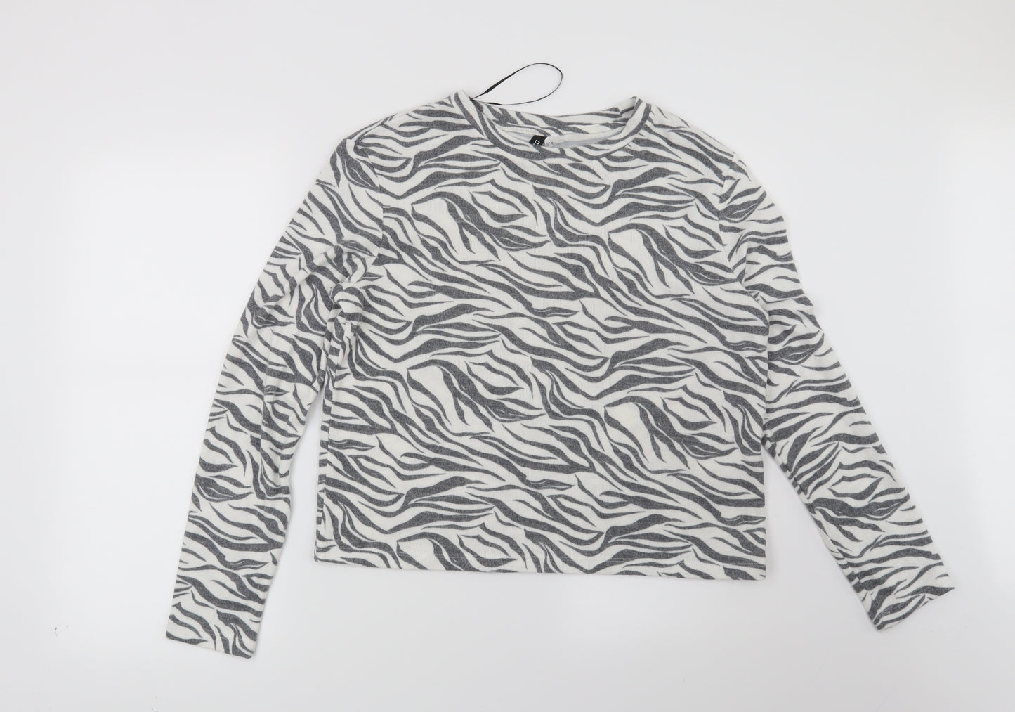 H&M Womens White Animal Print  Pullover Jumper Size M