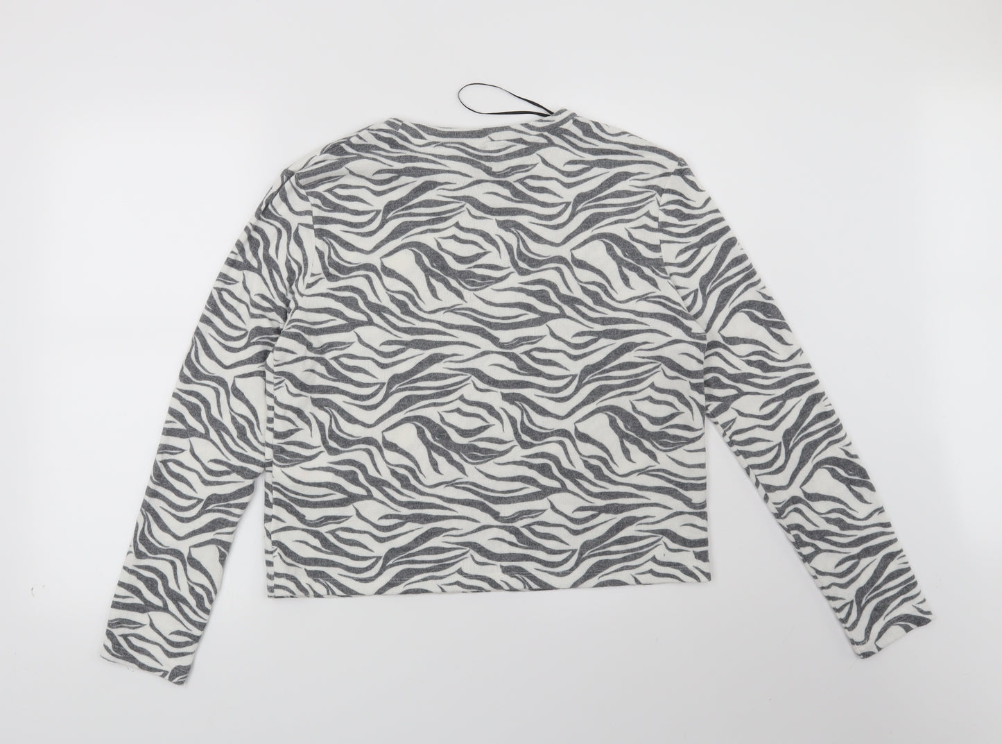 H&M Womens White Animal Print  Pullover Jumper Size M