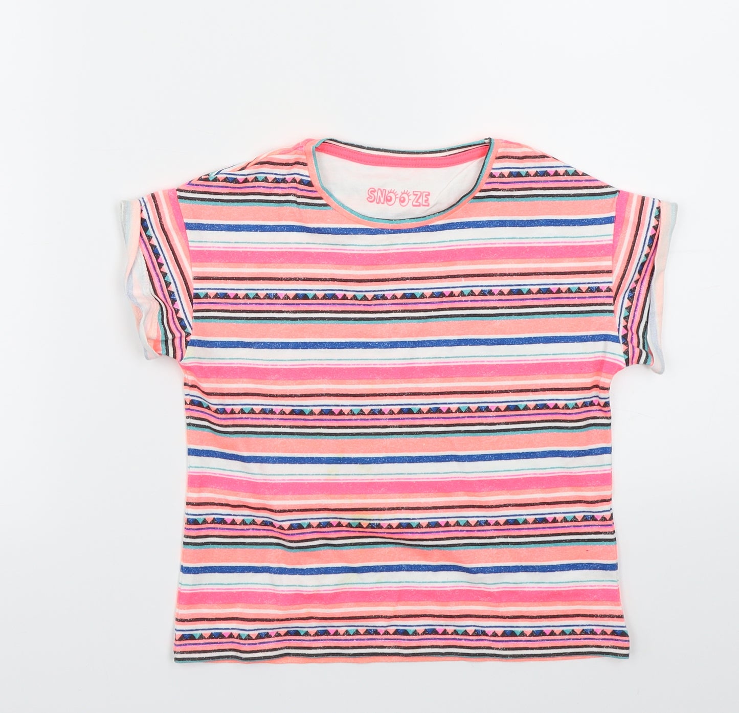 Marks and Spencer Girls Pink Striped  Basic T-Shirt Size 3-4 Years