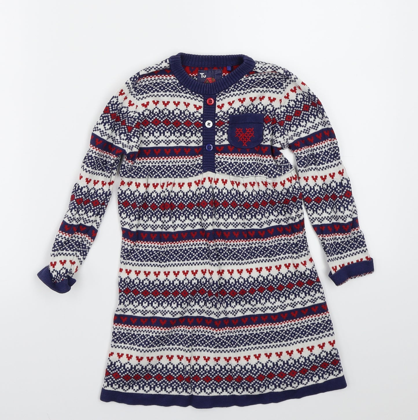 TU Girls Blue Geometric  A-Line  Size 3-4 Years