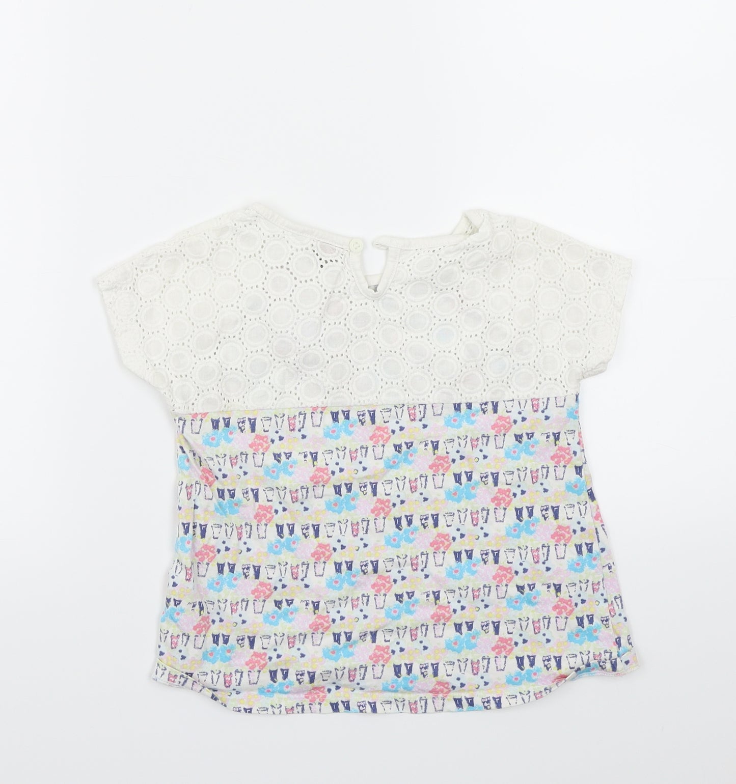 TU Girls White Floral  Basic T-Shirt Size 3-4 Years