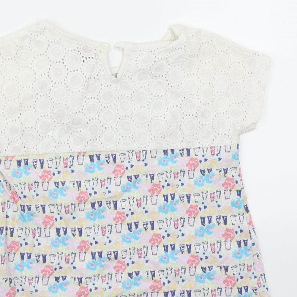 TU Girls White Floral  Basic T-Shirt Size 3-4 Years