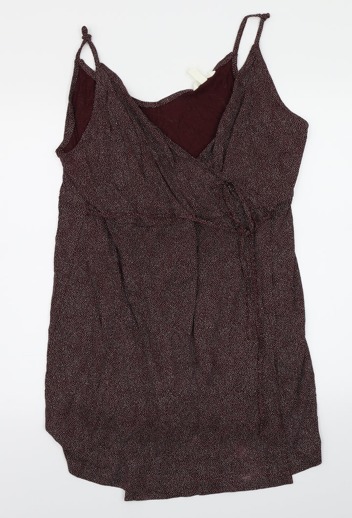 H&M Womens Purple Polka Dot Rayon A-Line  Size L