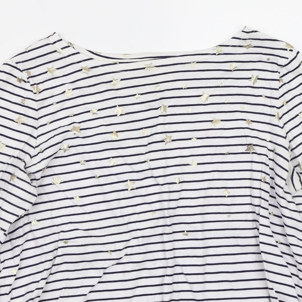 Joules Womens White Striped  Basic T-Shirt Size 12