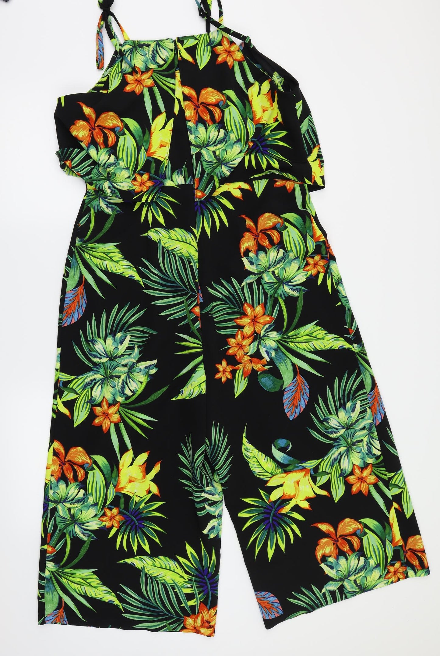 George Womens Black Floral  Jumpsuit One-Piece Size 14