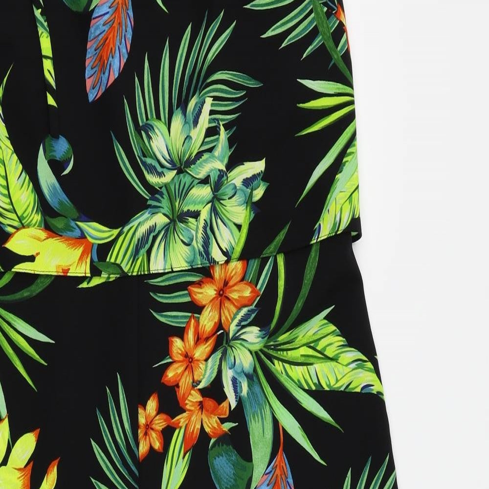 George Womens Black Floral  Jumpsuit One-Piece Size 14