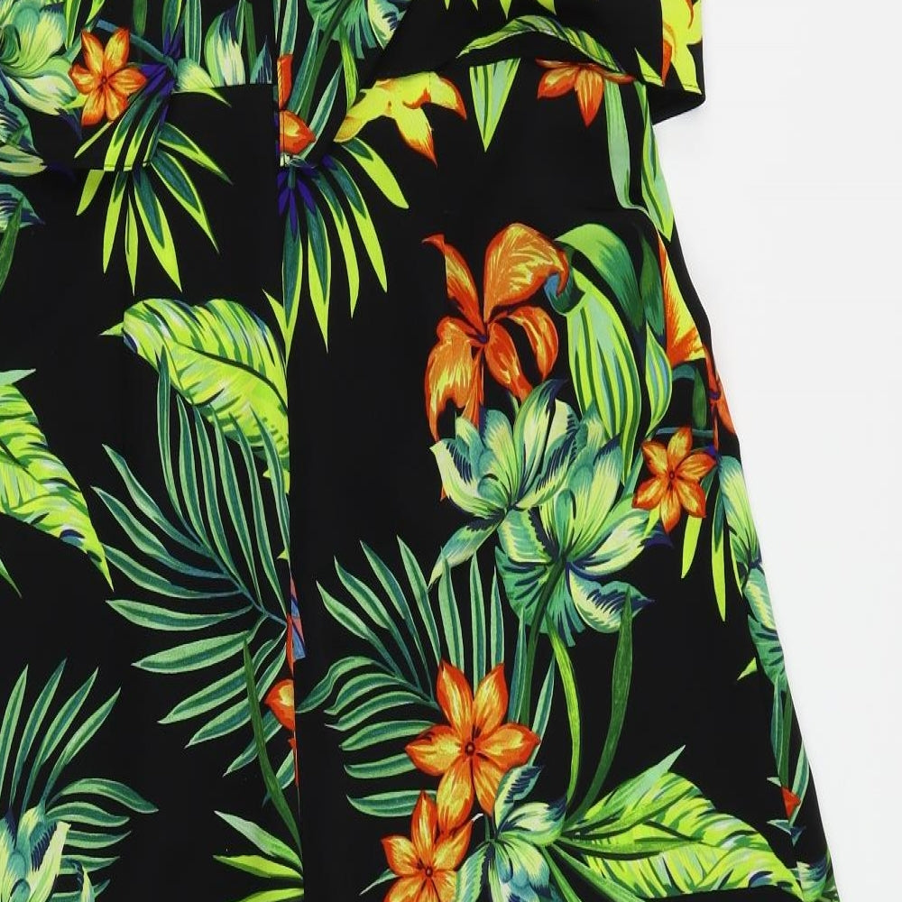 George Womens Black Floral  Jumpsuit One-Piece Size 14