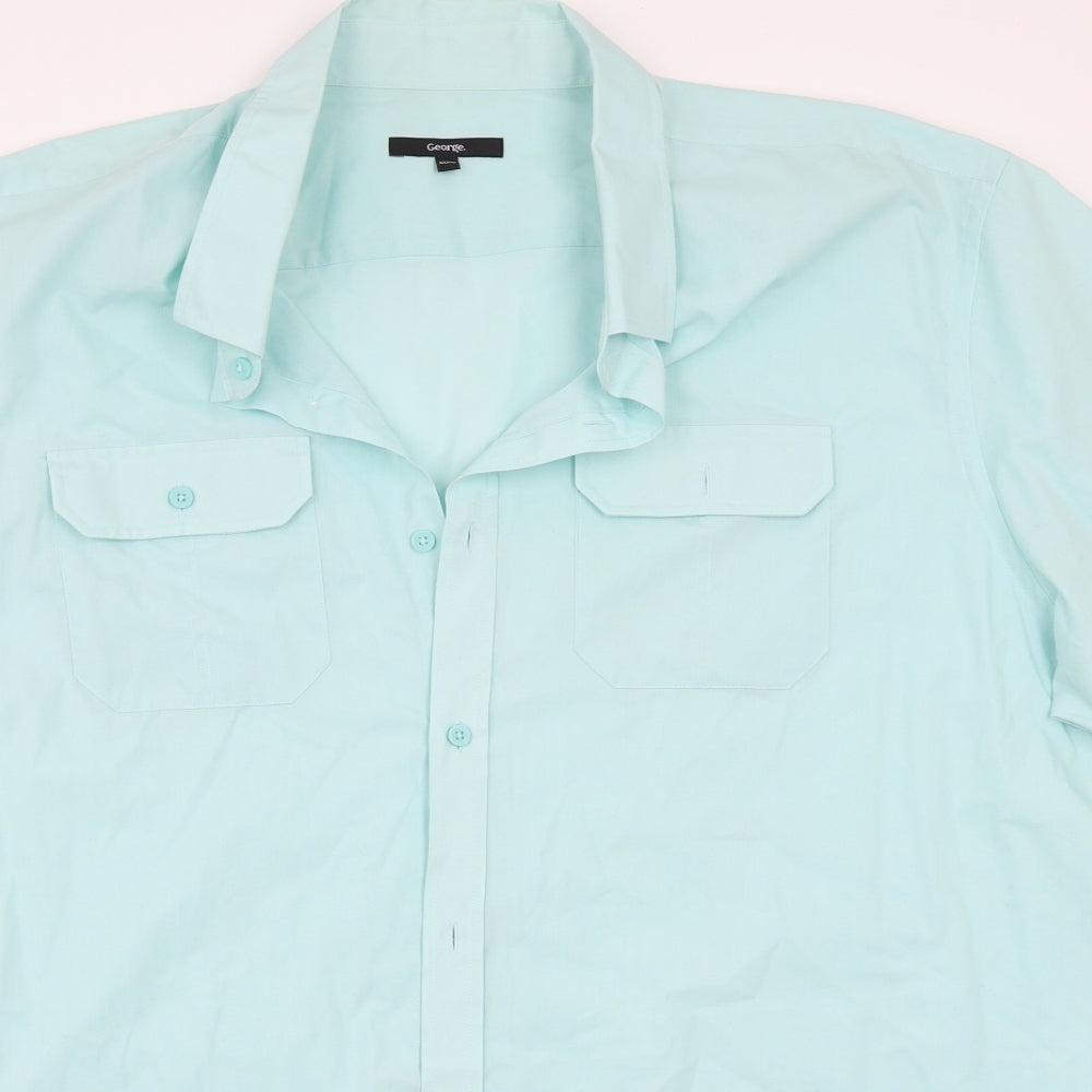 George Mens Blue    Button-Up Size 4XL