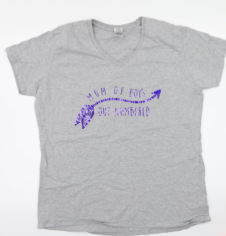 Gildan Womens Grey   Basic T-Shirt Size 2XL