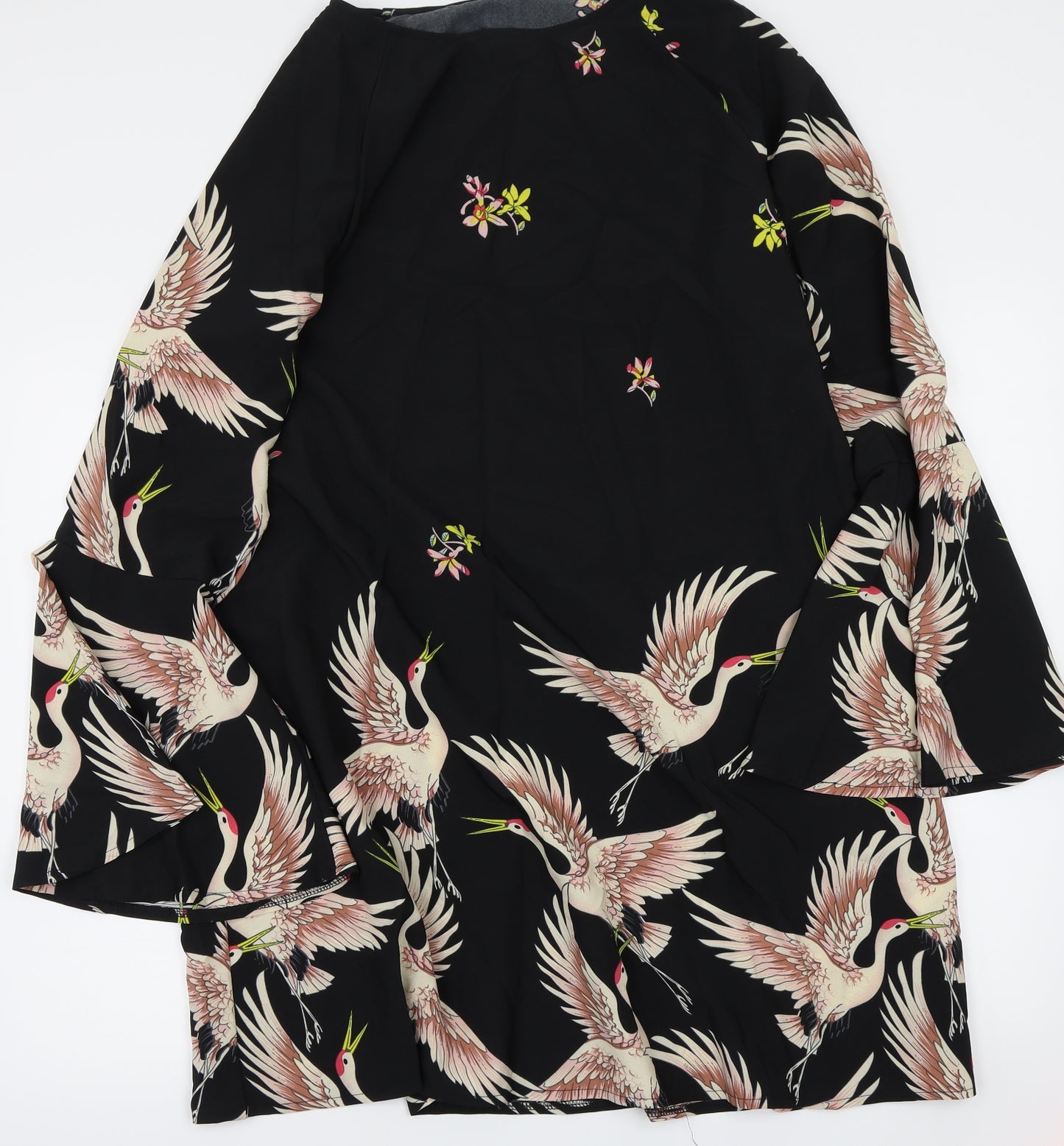 SheIn Womens Black Floral Rayon A-Line  Size XL