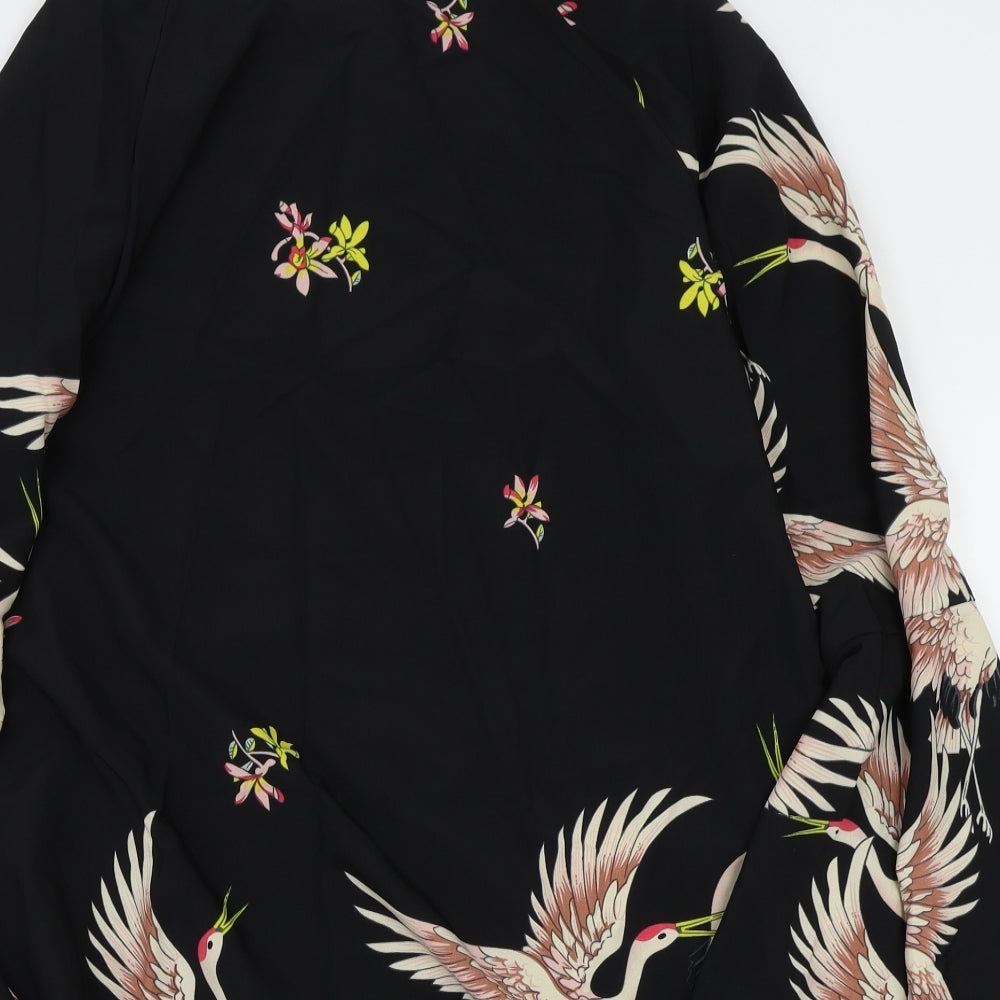 SheIn Womens Black Floral Rayon A-Line  Size XL
