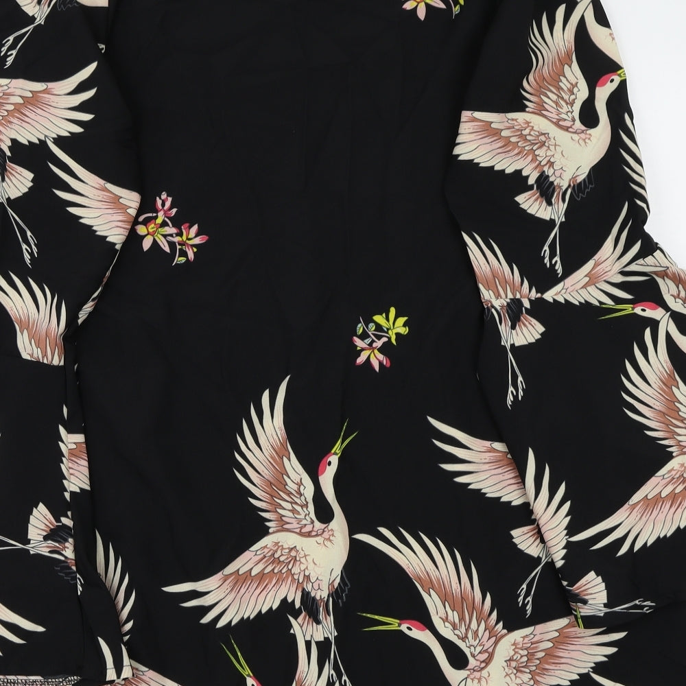 SheIn Womens Black Floral Rayon A-Line  Size XL