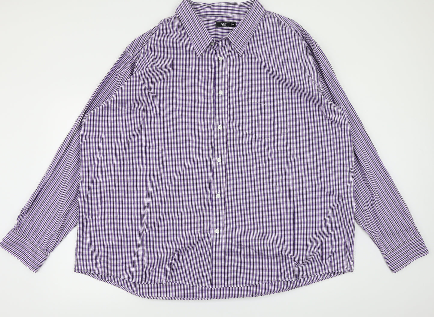 Cotton Traders Mens Purple Check Rayon  Button-Up Size Big 5X