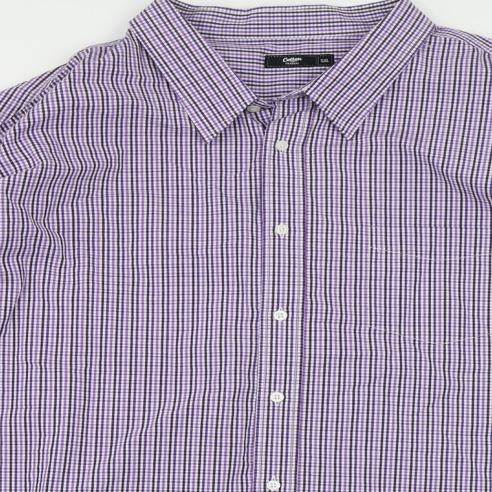 Cotton Traders Mens Purple Check Rayon  Button-Up Size Big 5X