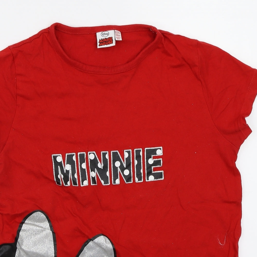 Minnie Girls Red   Basic T-Shirt Size 12-13 Years