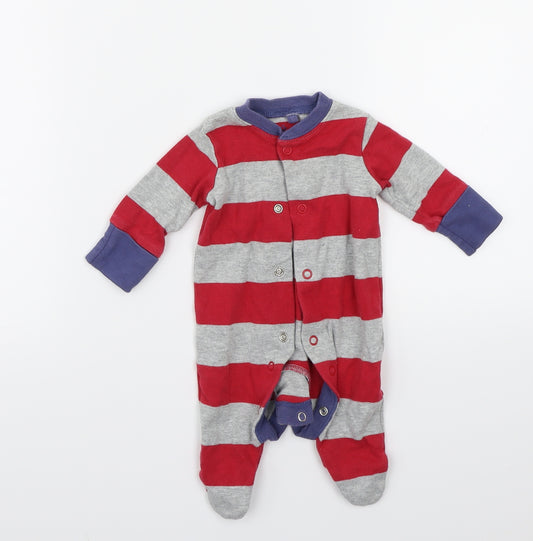 Front view of Next Baby Grey Striped Babygrow One-Piece One Size