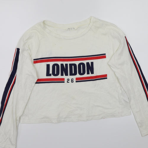H&M Girls Ivory   Basic T-Shirt Size 14 Years
