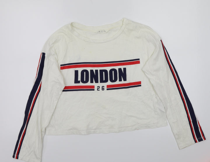 H&M Girls Ivory   Basic T-Shirt Size 14 Years