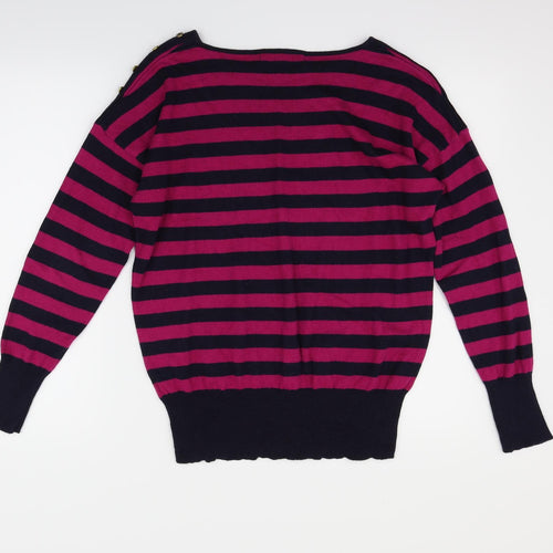 EWM Womens Purple Striped  Pullover Jumper Size 12